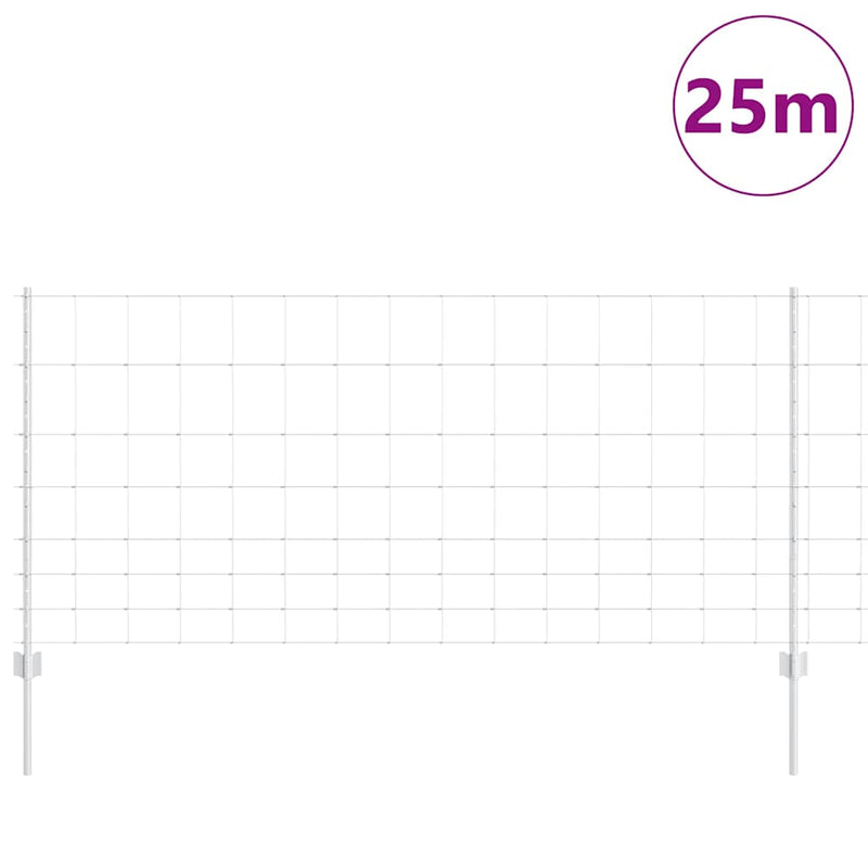 vidaXL Kerítés oszlopokkal Ezüst 1 x 25 m Acél