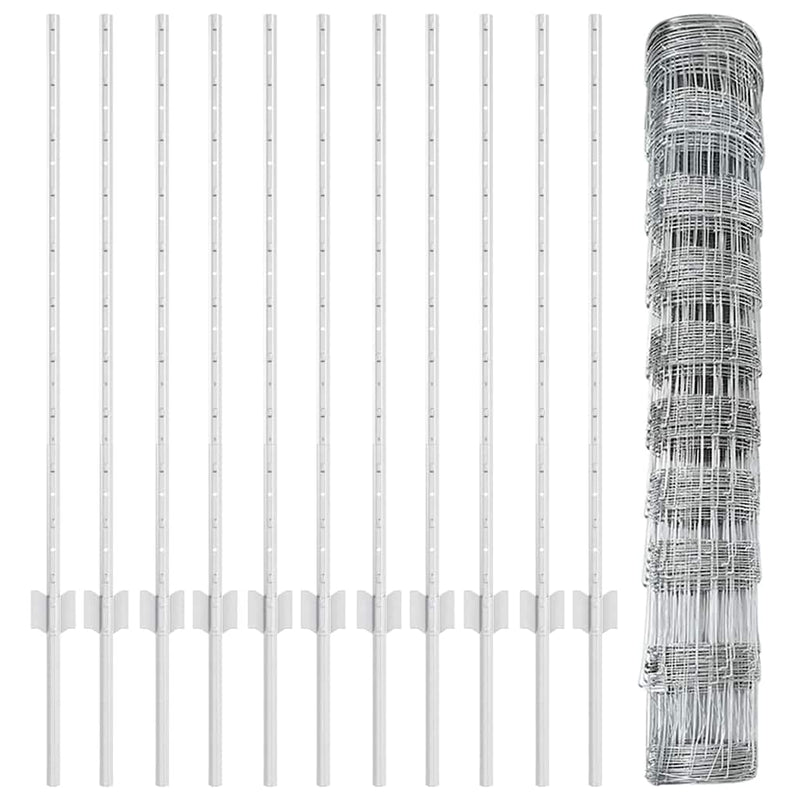 vidaXL Kerítés oszlopokkal Ezüst 1 x 25 m Acél
