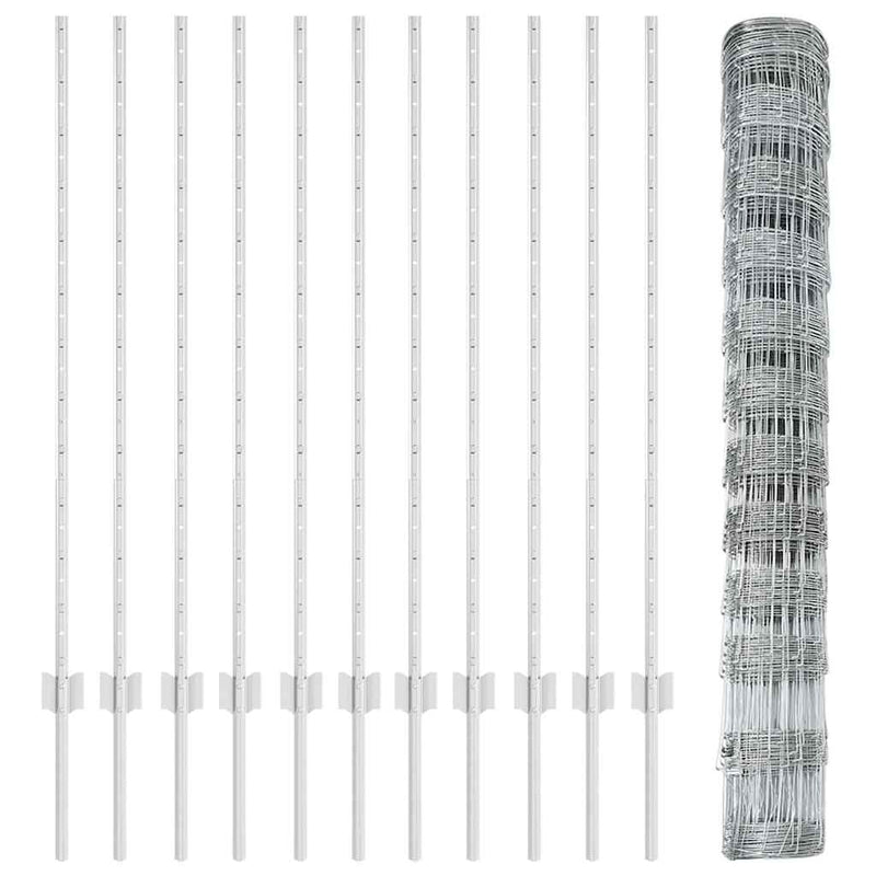 vidaXL Kerítés oszlopokkal Ezüst 1.2 x 25 m Acél