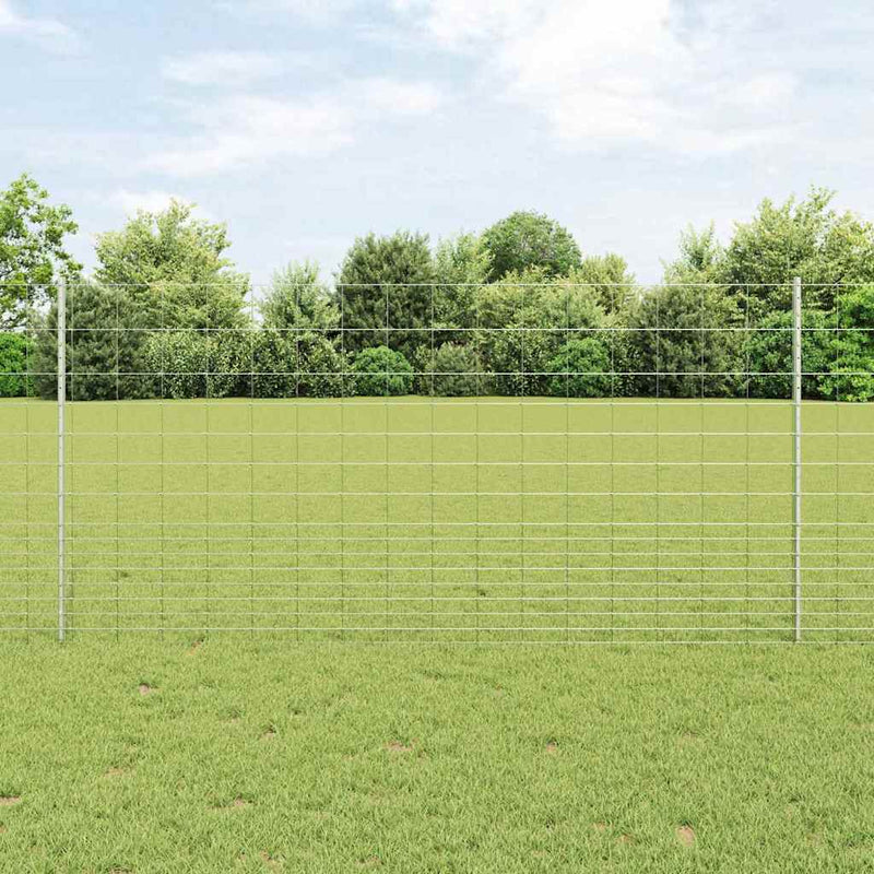 vidaXL Kerítés oszlopokkal Ezüst 1.2 x 25 m Acél