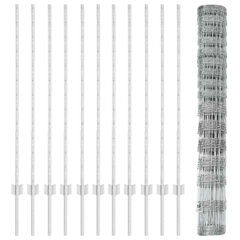 vidaXL Kerítés oszlopokkal Ezüst 1.2 x 25 m Acél