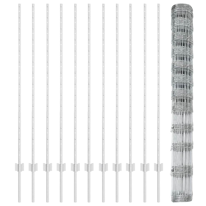 vidaXL Kerítés oszlopokkal Ezüst 1.4 x 25 m Acél