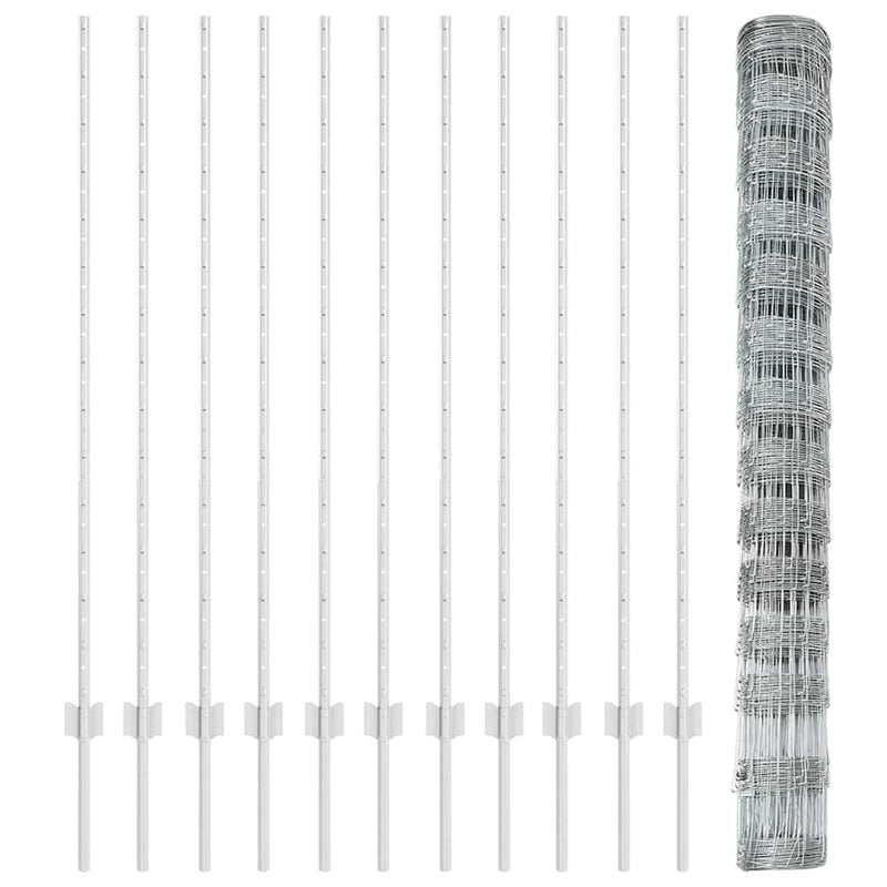 vidaXL Kerítés oszlopokkal Ezüst 1.4 x 25 m Acél
