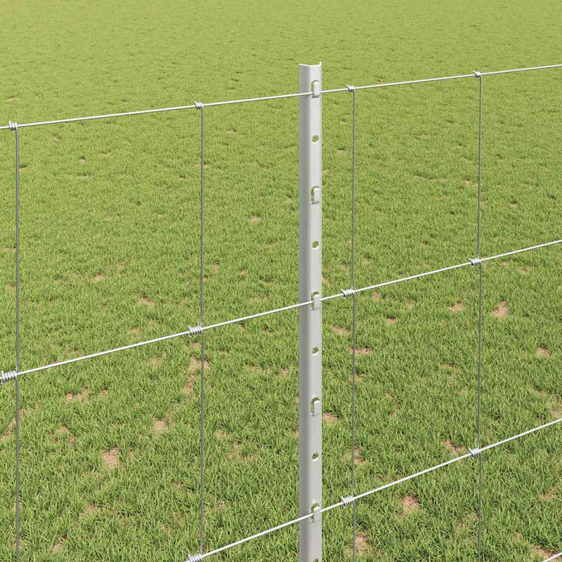 vidaXL Kerítés oszlopokkal Ezüst 1.5 x 25 m Acél