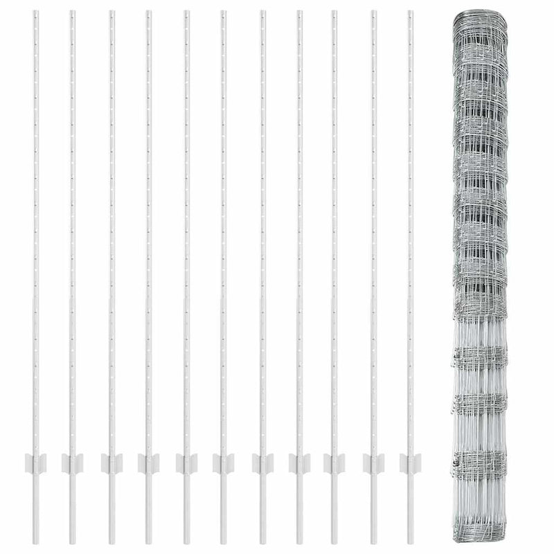 vidaXL Kerítés oszlopokkal Ezüst 1.5 x 25 m Acél