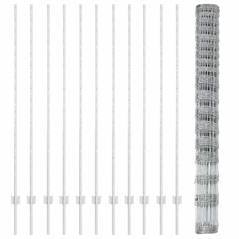 vidaXL Kerítés oszlopokkal Ezüst 1.5 x 25 m Acél