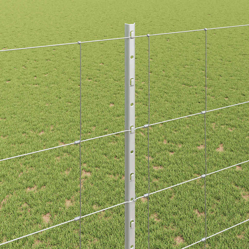 vidaXL Kerítés oszlopokkal Ezüst 1.6 x 25 m Acél