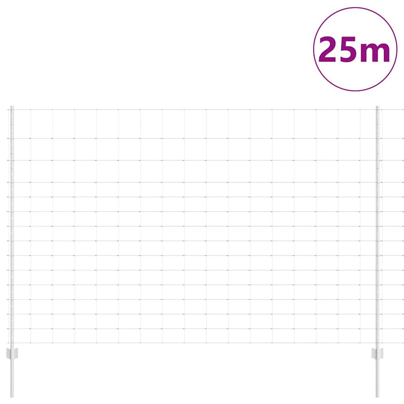 vidaXL Kerítés oszlopokkal Ezüst 1.6 x 25 m Acél