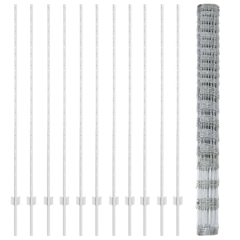 vidaXL Kerítés oszlopokkal Ezüst 1.6 x 25 m Acél