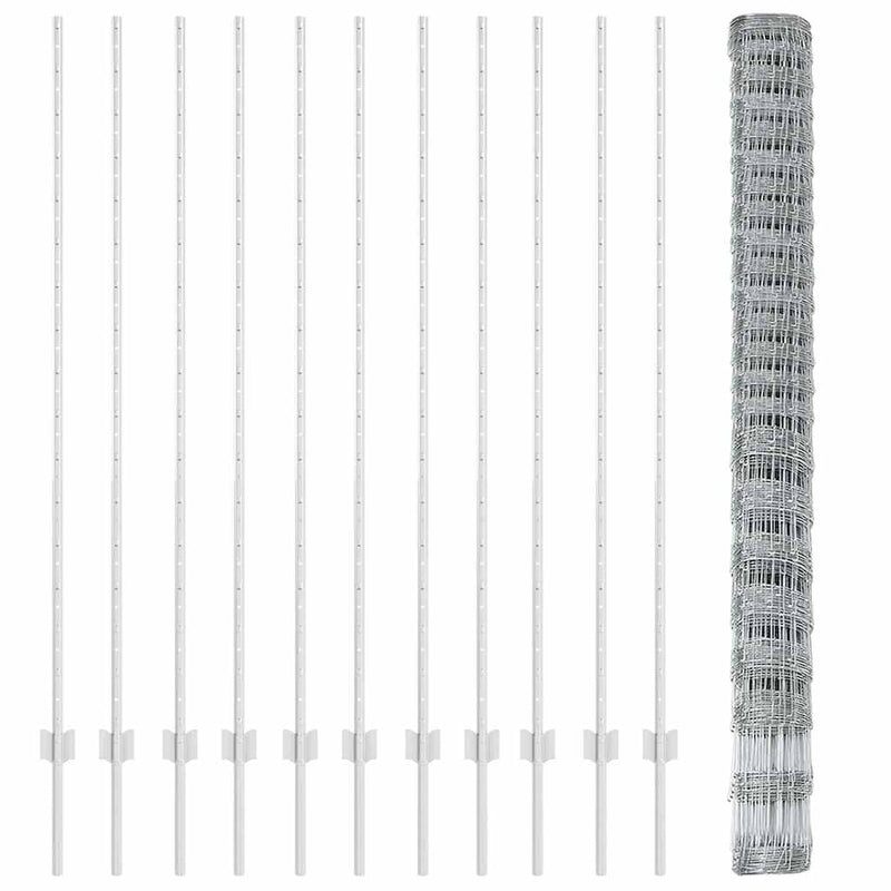 vidaXL Kerítés oszlopokkal Ezüst 1.6 x 25 m Acél