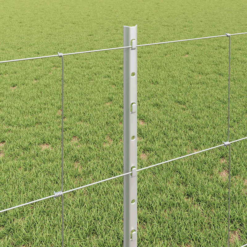 vidaXL Kerítés oszlopokkal Ezüst 0.8 x 50 m Acél