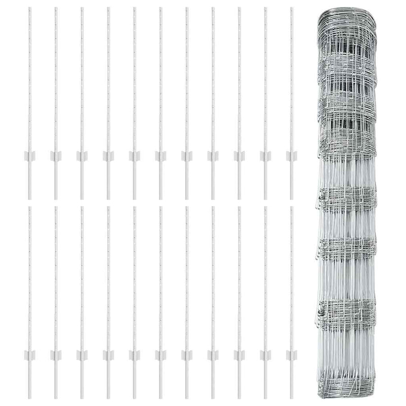 vidaXL Kerítés oszlopokkal Ezüst 1 x 50 m Acél
