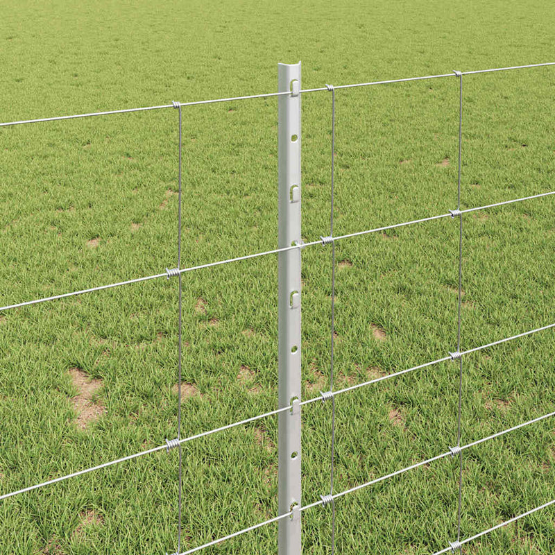 vidaXL Kerítés oszlopokkal Ezüst 1 x 50 m Acél