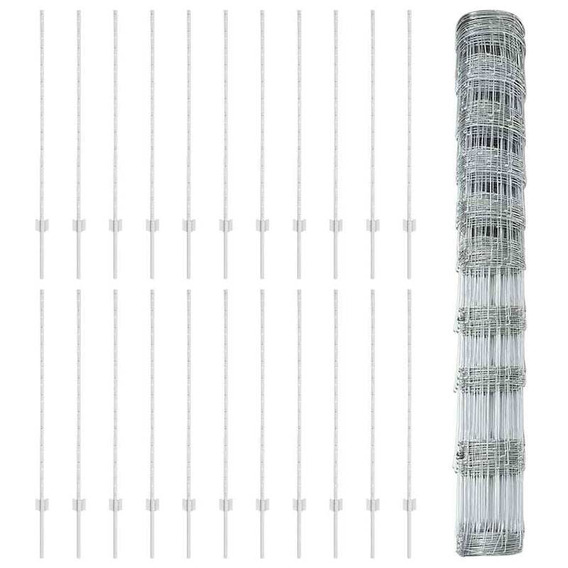 vidaXL Kerítés oszlopokkal Ezüst 1.2 x 50 m Acél