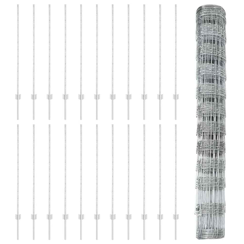 vidaXL Kerítés oszlopokkal Ezüst 1.2 x 50 m Acél