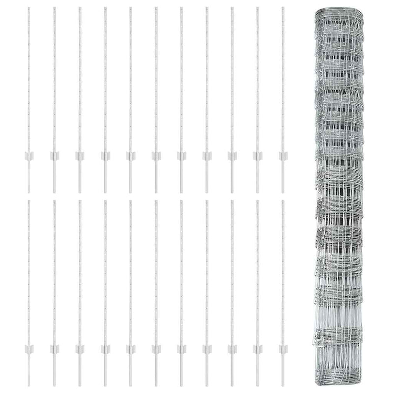 vidaXL Kerítés oszlopokkal Ezüst 1.2 x 50 m Acél
