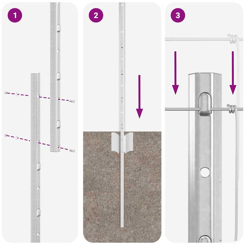 vidaXL Kerítés oszlopokkal Ezüst 1.2 x 50 m Acél