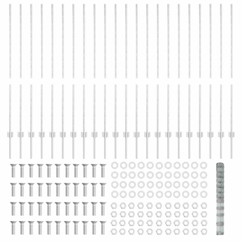 vidaXL Kerítés oszlopokkal Ezüst 1.4 x 50 m Acél