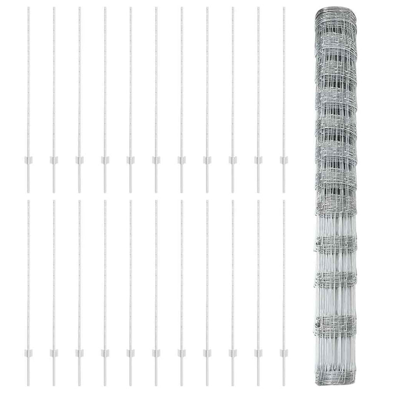 vidaXL Kerítés oszlopokkal Ezüst 1.4 x 50 m Acél