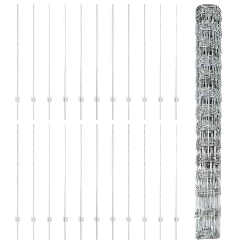 vidaXL Kerítés oszlopokkal Ezüst 1.4 x 50 m Acél