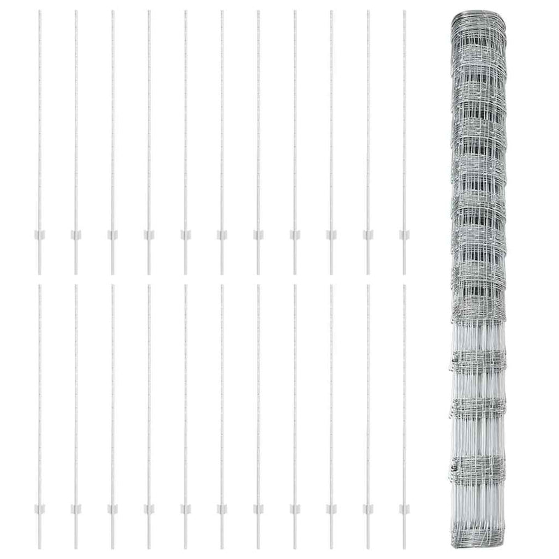 vidaXL Kerítés oszlopokkal Ezüst 1.5 x 50 m Acél