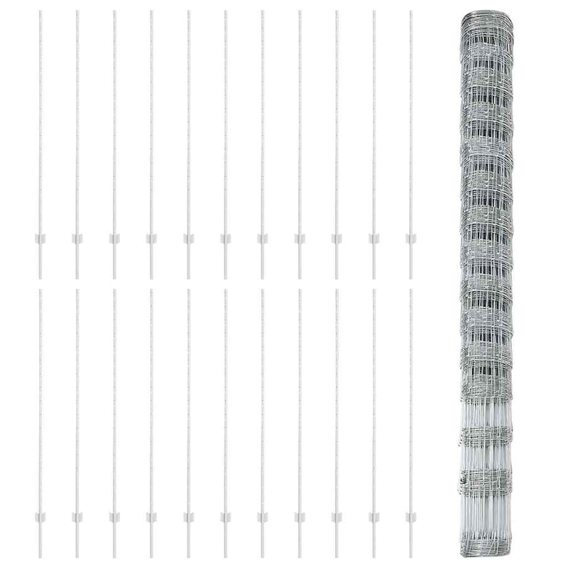vidaXL Kerítés oszlopokkal Ezüst 1.6 x 50 m Acél