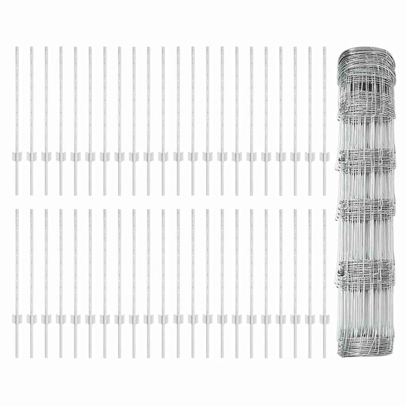 vidaXL Kerítés oszlopokkal Ezüst 0.8 x 100 m Acél