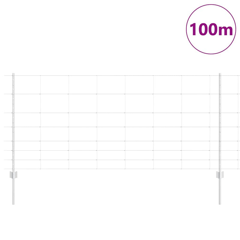 vidaXL Kerítés oszlopokkal Ezüst 1 x 100 m Acél