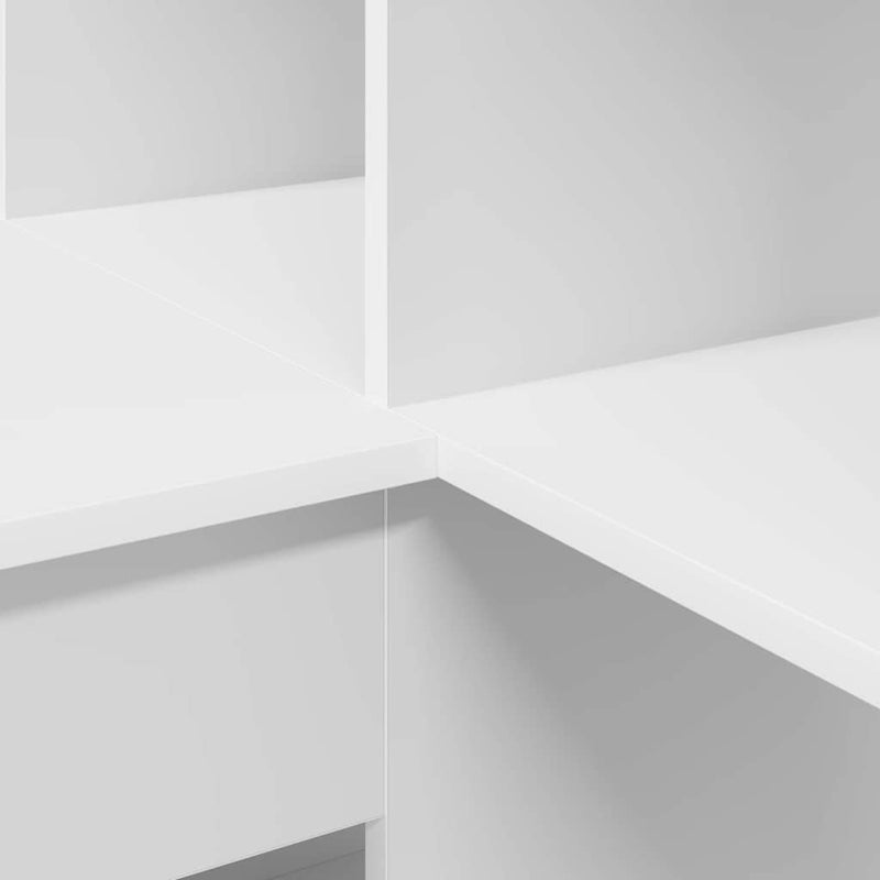 vidaXL Sarokíróasztal polcokkal Fehér 101,5 x 149,5 x 149,5 cm Faanyag