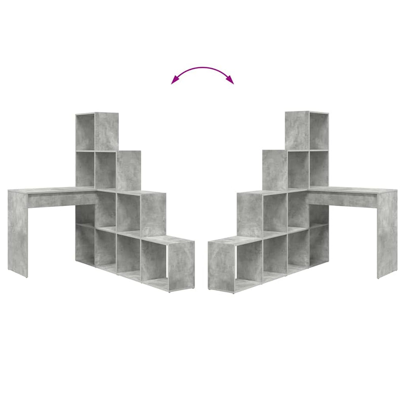 vidaXL Sarokíróasztal Beton szürke 101,5 x 149,5 x 149,5 cm Faanyag