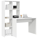 vidaXL Asztal polcokkal tárolóval Fehér 138,5 x 55 x 143 cm Faanyag