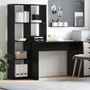 vidaXL Asztal polcokkal Fekete tölgy 138,5 x 55 x 143 cm Faanyag