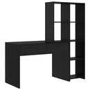 vidaXL Asztal polcokkal Fekete tölgy 138,5 x 55 x 143 cm Faanyag