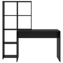 vidaXL Asztal polcokkal Fekete tölgy 138,5 x 55 x 143 cm Faanyag