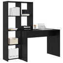 vidaXL Asztal polcokkal Fekete tölgy 138,5 x 55 x 143 cm Faanyag