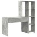 vidaXL Asztal polcokkal Beton Szürke 138,5 x 55 x 143 cm Faanyag