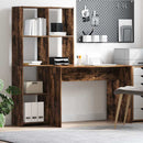 vidaXL Asztal polcokkal Füstölt tölgy 138,5 x 55 x 143 cm Faanyag