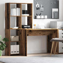 vidaXL Asztal polcokkal tárolóval Öreg fa 138,5 x 55 x 143 cm Faanyag