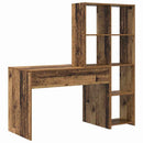 vidaXL Asztal polcokkal tárolóval Öreg fa 138,5 x 55 x 143 cm Faanyag