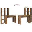vidaXL Asztal polcokkal tárolóval Öreg fa 138,5 x 55 x 143 cm Faanyag
