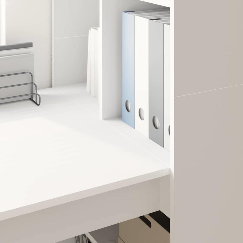 vidaXL Asztal polcokkal tárolóval Fehér 122 x 67 x 145 cm Faanyag