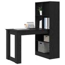 vidaXL Asztal polcokkal Fekete tölgy 122 x 67 x 145 cm Faanyag