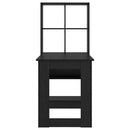 vidaXL Asztal polcokkal Fekete tölgy 122 x 67 x 145 cm Faanyag
