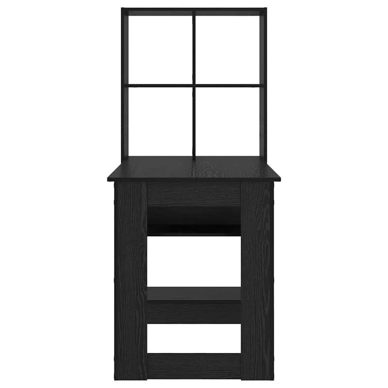 vidaXL Asztal polcokkal Fekete tölgy 122 x 67 x 145 cm Faanyag