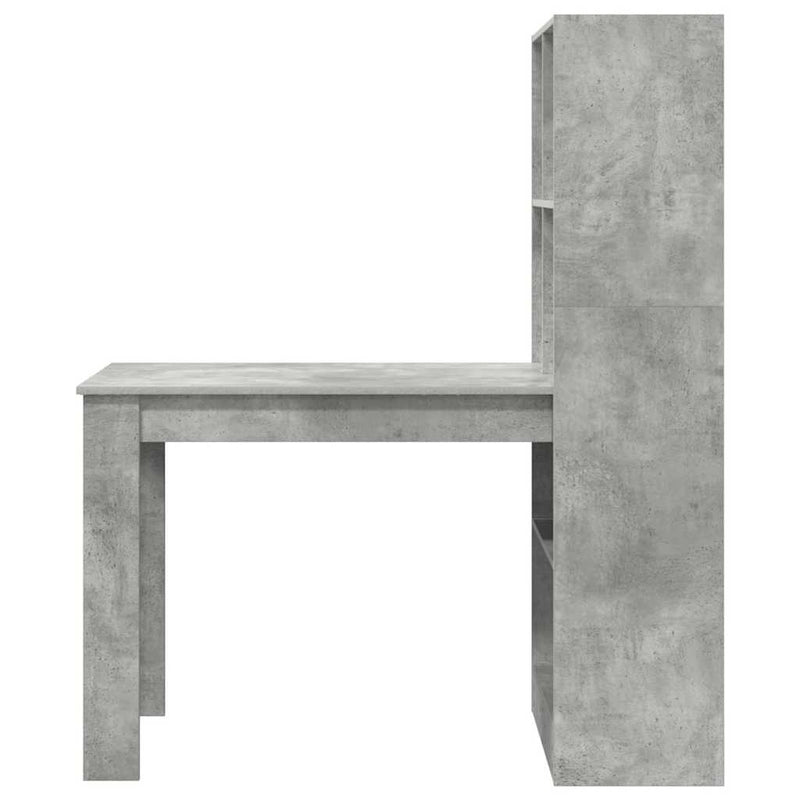 vidaXL Asztal polcokkal Beton Szürke 122 x 67 x 145 cm Faanyag