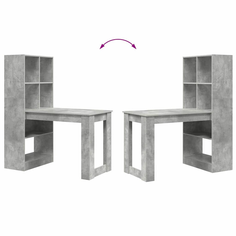 vidaXL Asztal polcokkal Beton Szürke 122 x 67 x 145 cm Faanyag