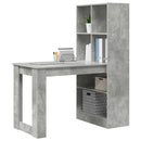 vidaXL Asztal polcokkal Beton Szürke 122 x 67 x 145 cm Faanyag