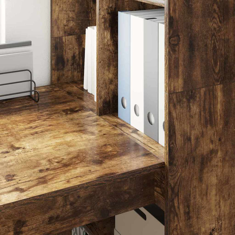 vidaXL Asztal polcokkal Füstölt tölgy 122 x 67 x 145 cm Faanyag