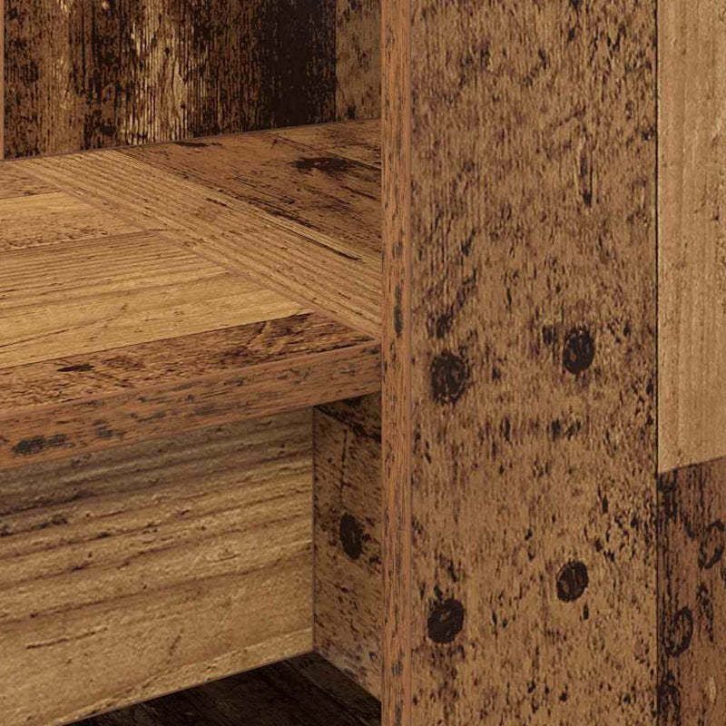 vidaXL Asztal polcokkal tárolóval Öreg fa 122 x 67 x 145 cm Faanyag