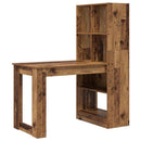 vidaXL Asztal polcokkal tárolóval Öreg fa 122 x 67 x 145 cm Faanyag